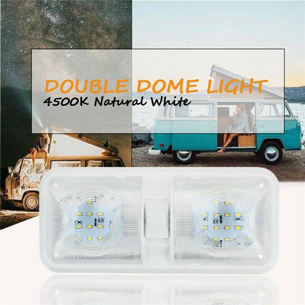 

double dome ceiling light switch 48 led interior roof rv boat caravan lamp 12v