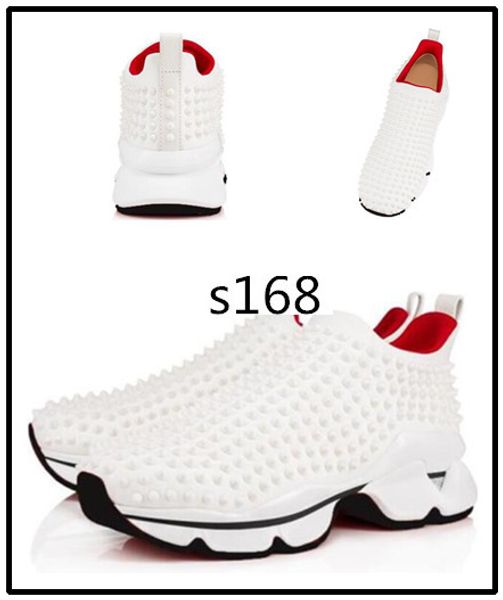 

brand designer shoes red bottoms crystal leather sneakers womens rivet spiky junior spike sock krystal donna red bottom 8, Black