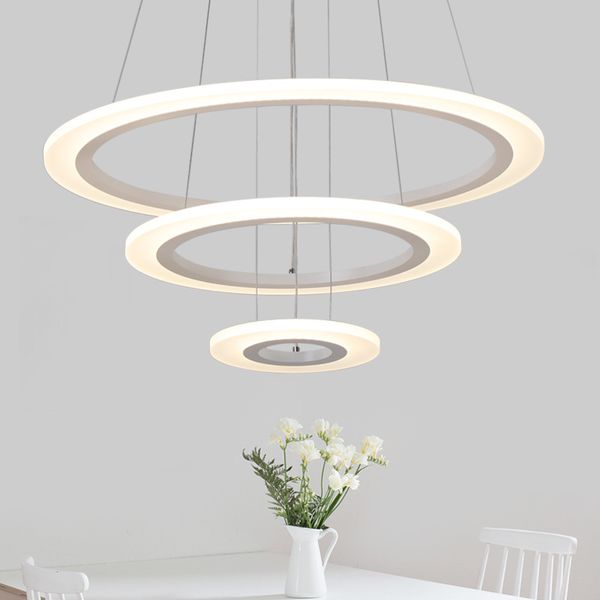 

подвесные светильники алюминиевых акриловые белые дроссельные тройные висячие лампы для столовой гостиной высоких частот