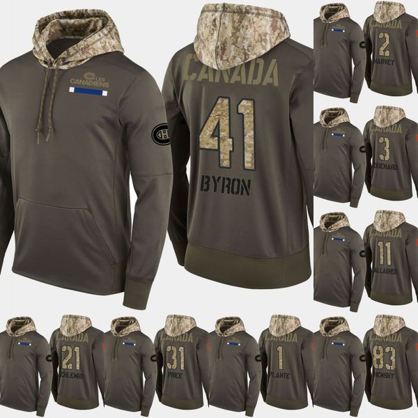 

Montreal Canadiens Salute To Service Hoodies 41 Paul Byron 11 Brendan Gallagher 31 Carey Price 61 Xavier Ouellet Hockey Sweatershirt Jerseys