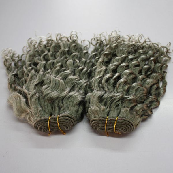 

серого цвет глубокой волны бразильского человеческих волос curly 300г 7а бразильские завитые серый волос уток связка extension, Black