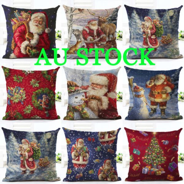 

merry christmas santa claus cushion cover xmas pillow case sofa car home decor