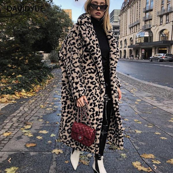 

winter coat women faux fur coat korean fashion leopard print long streetwear lamb wool teddy warm oversize outwear, Black