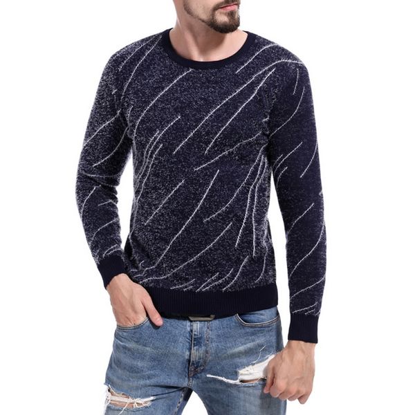 

litthing 2019 new autumn casual men's sweater o-neck striped slim fit knittwear mens sweaters pullovers pullover men pull homme, White;black