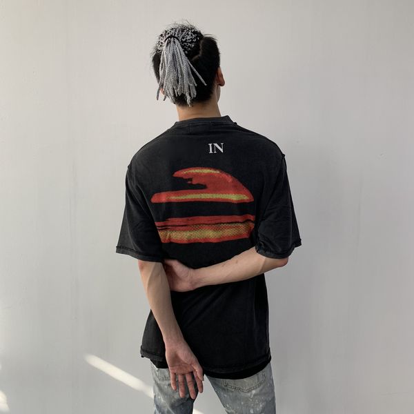 

19ss luxury european tee letter and fire cloud printing logo мода хлопок с коротким рукавом пары женщин мужские дизайнерские футболки hfkytx, White;black