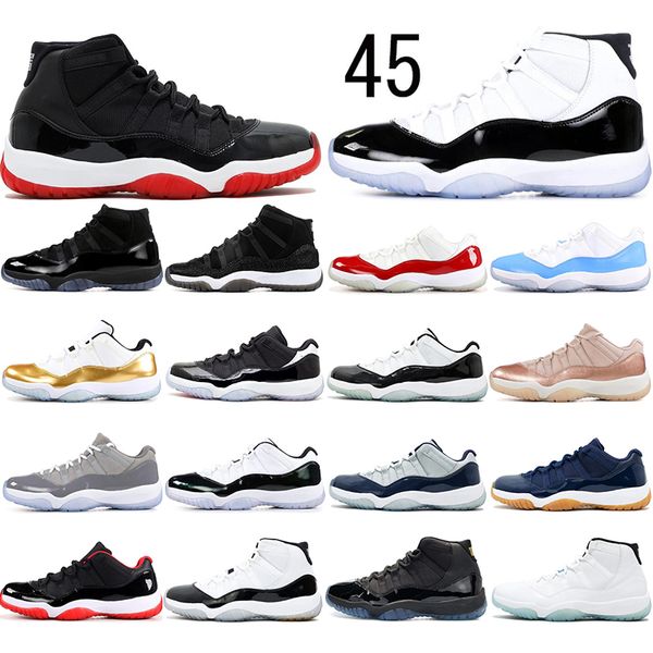 NOVO Concord High 45 11 11s PRM Heiress Gym Red Chicago Platinum Tint Space Jams Sapatos Masculinos Sports Sneakers 36-47