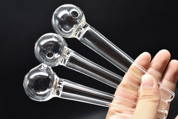 Mais novo cachimbo queimador de óleo de vidro pirex de alta qualidade tubo transparente cachimbo de óleo de vidro grosso para fumar tabaco de mão erva seca cachimbo de cigarro