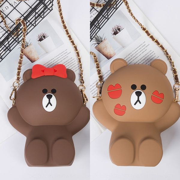 

jctnp mini children cartoon silicone phone bag bear shoulder slant cross silicone coin purse environmentally friendly shock-proof chain mobi