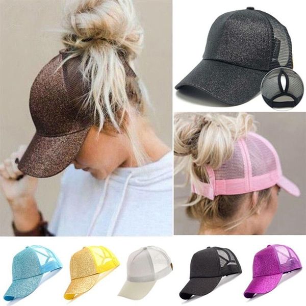 

glitter dome baseball cap women soft breathable mesh cap summer adjustable hip hop hat suitable for outdoor activities, Blue;gray