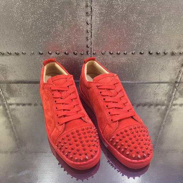 

spring new mens casual shoes women red bottom black leather flats shoes luxury spikes fashion sneakers leisure footwear size 35-46 c20 c13
