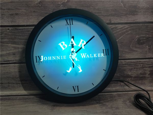 

0a439 johnnie walker whiskey wine bar app rgb led neon light signs wall clock
