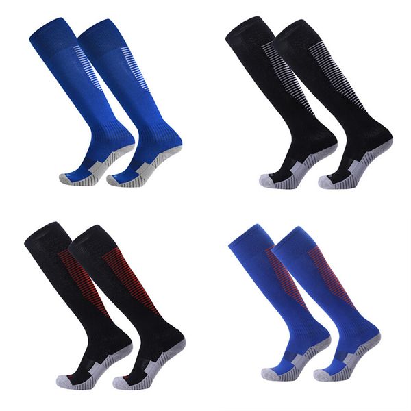 

cool men professional club team football socks knee high striped patchwork long stocking skiing socks 4styles, Black