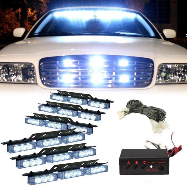 

amber/white/white &amber 54 led emergency vehicle strobe flash lights for front deck/grille or rear light flash