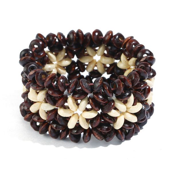 

new fashion luxury designer cute lovely multi layer bohemia wooden beads elastic charm bracelet for woman girls, Golden;silver