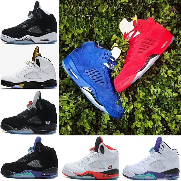 

drop shipping 5 men basketball shoes olympic og metallic gold red blue suede ice black metallic fire red white black grape sports sneakers