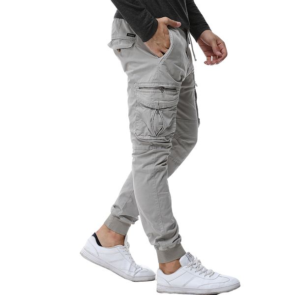 

2019 fashion spring mens tactical cargo pants men joggers army casual cotton pants hip hop ribbon male army trousers 38, Black