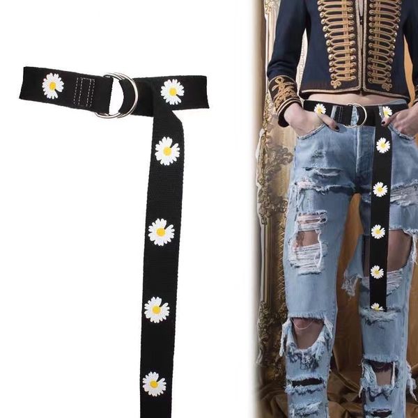

adjustable all-match belt korean style canvas belts sunflower fashion aesthetic long waistband students girls belt 2020, Black;brown