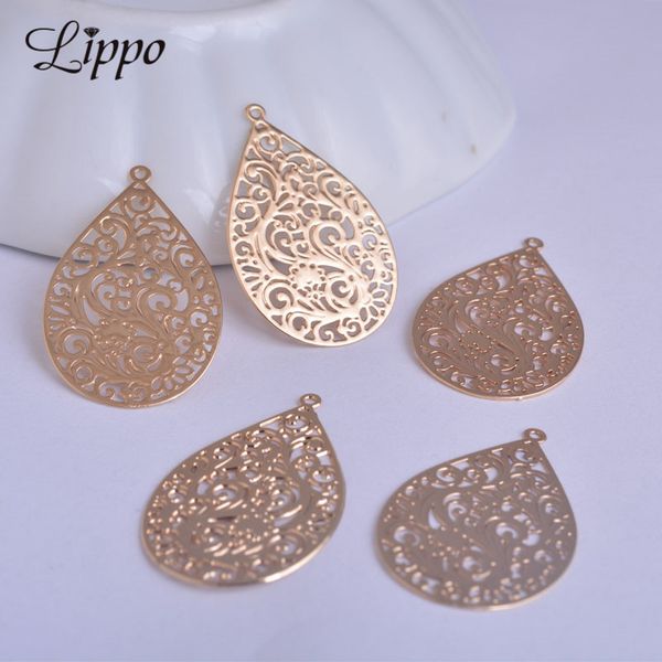 

50pcs/lot 18*30mm ac6450 filigree water drop charms kc gold color brass teardrop pendant diy necklace pendant, Bronze;silver