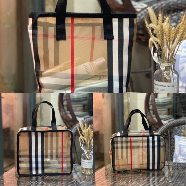 

classic classic package ge zi bao checkered portable wash beach shower transparent cosmetic bag mommy bag