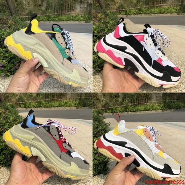 

platform luxury designer shoes triple s beige green yellow mens womens trainers sneakers paris 17fw designer shoes us 5.5-11