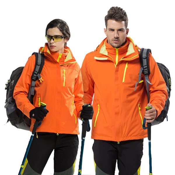 

two sets men's women autumn winter outdoor fleece thermal jacket climbing camping coat skiing waterproof windbreaker breathable, Blue;black