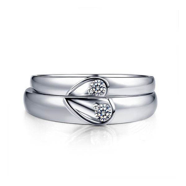 

moissanite алмаз обручальные кольца наборы 925 серебряные мужские любят кольцо с коробкой ювелирных изделий упаковки роскошь дизайнер обруча, Silver