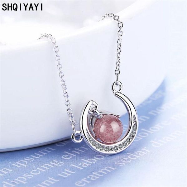 

shqiyay crystal stone moon pendants necklaces for women choker short chain cocktail party fashion jewelry gift accessories x418, Silver
