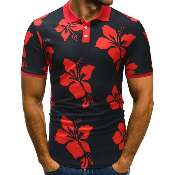 

mens cotton print floral buttons design with flowers collared half cardigans short sleeve regular clothing dragon t shirt c0409, White;black