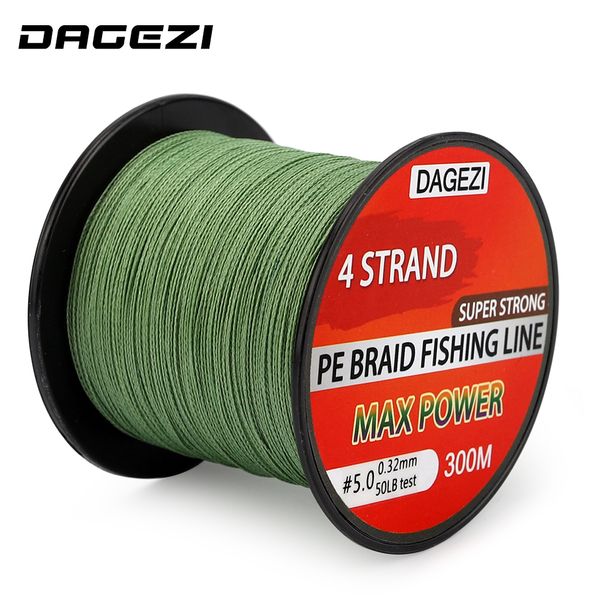

dagezi 10-80lb 4 strand weaves braided fishing line 300m super strong multifilament 100% pe braided fishing lines low memory