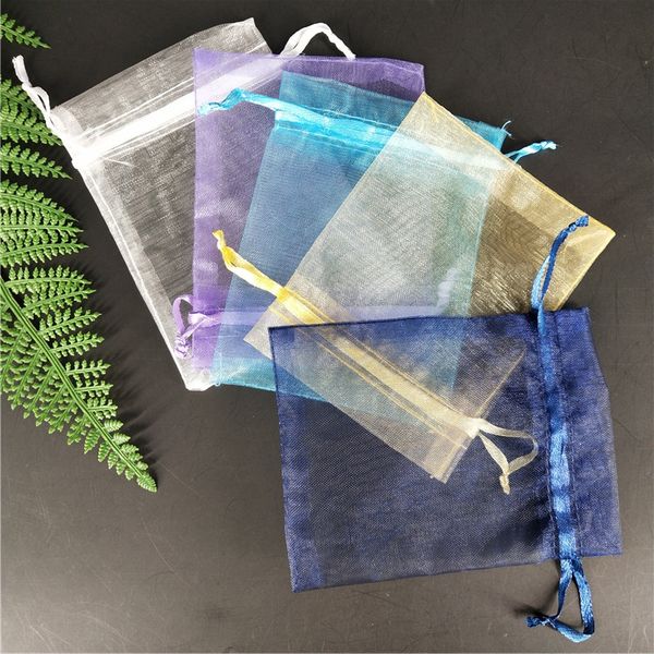 

50pcs 19 color 50pcs 6x8 8x11 9x14 10x15 cm organza bags gift bag drawable jewelry packing pouches can custom 5z