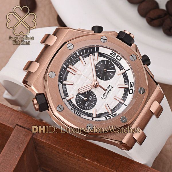 

15 styles watch 26703st.oo.a070ca.01 satch chronograph function vk quartz movement white rubber strap 316l steel designer mens watches, Slivery;brown