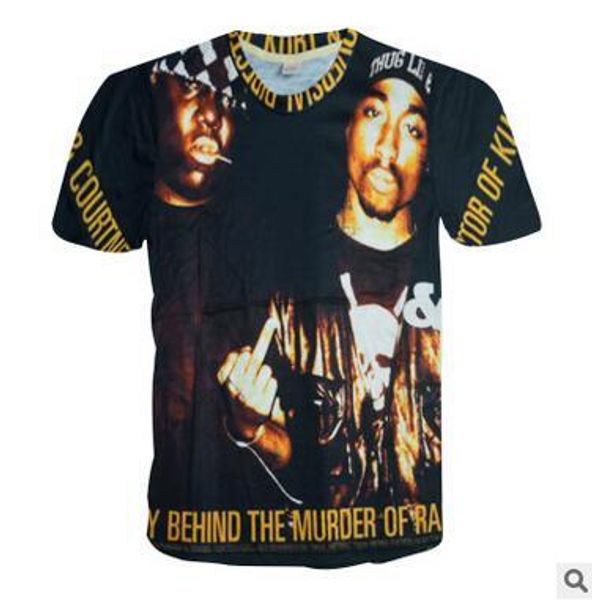 

hot rap star 2pac biggie smalls печатная футболка 3d печатная с коротким рукавом черная футболка повседневная хип-поп свободные тройники под, White;black