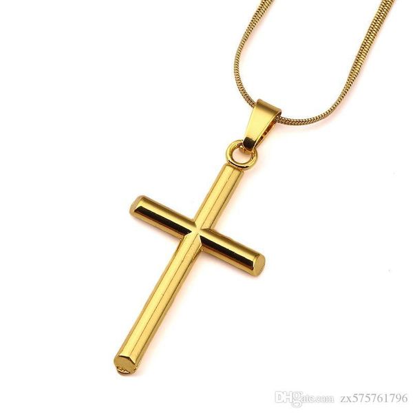 

mens charm cross pendant chokers necklaces fashion hip hop jewelry 18k gold plated 45cm long chain punk trendy designer necklace men gifts, Silver