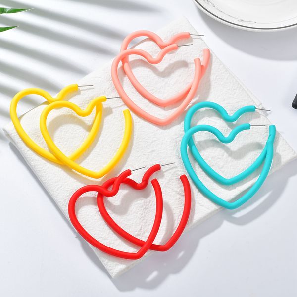 

mestilo 2019 candy color big heart drop earrings for women acetate resin acrylic earring statement jewelry party pendientes, Golden;silver
