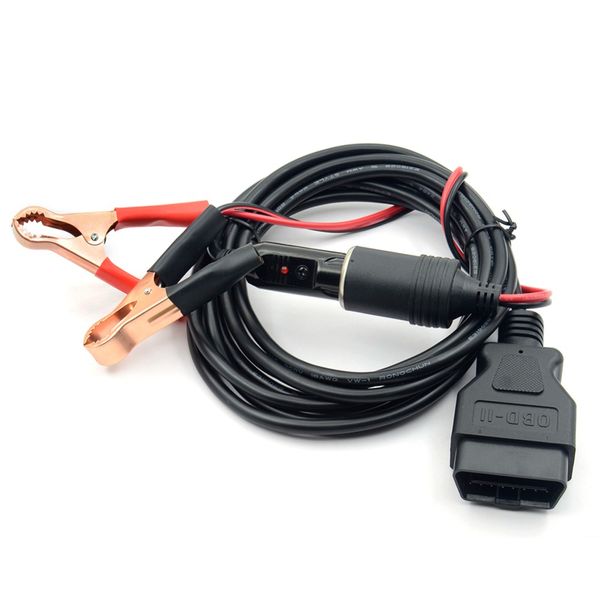 

obdii 12v dc power ecu emergency power source supply cable interface connector with alligator clip & auto jump starter ec5