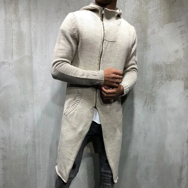 

men designer sweaters long hooded solid casual cardigan sweatshirts, White;black