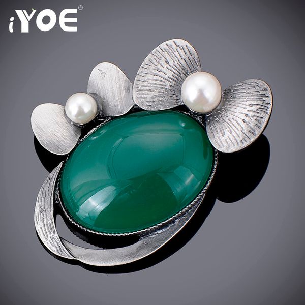 

iyoe cute simulated pearl bow brooches for women girls gun antique natural stone brooch pins jewelry scarf dress accessories, Gray