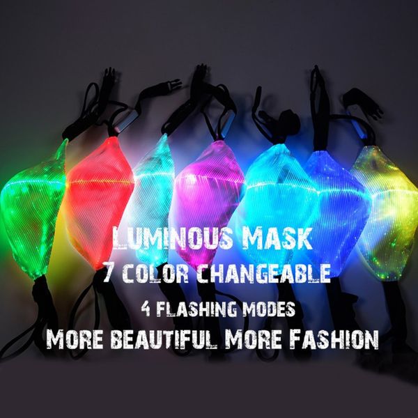 

halloween led mask anti dust 7 colors changeable luminous mask with usb charge masks for break dance dj music party halloween