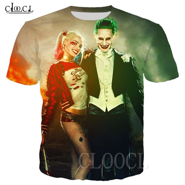 

мода птицы prey футболка унисекс harley quinn 3d печати клоун творческий футболка мужчины с коротким рукавом hip hop streetwear tee tops s-5, White;black