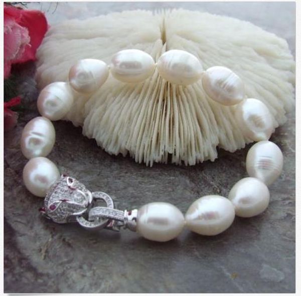 

huge 11-13mm south sea white pearl bracelet 8inch, Black