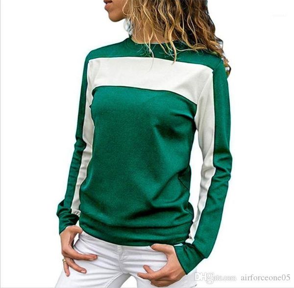 

patchwork long sleeve cloth fashion female round collar casual sport style designer womens sweatshirts color, Black