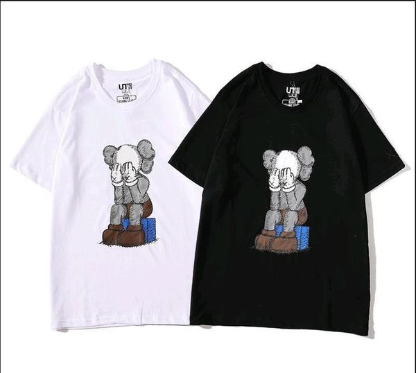 

fsahion designer men shirt summer new kaws sesame street xx joint loose cotton un short-sleeved cotton t-shirt t9mb69, White;black