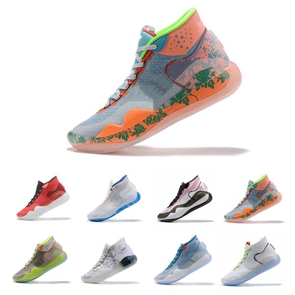 

новый kevin durant xii kd 12 спортивная баскетбольная обувь для мужчин высочайшее качество тройной черный красный 12s дизайнерские спортивны