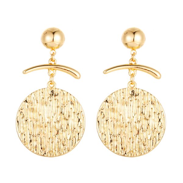 

jujie new fashion korean round drop earrings for women 2019 simple gold metal statement earring female jewelry dropshipping, Silver