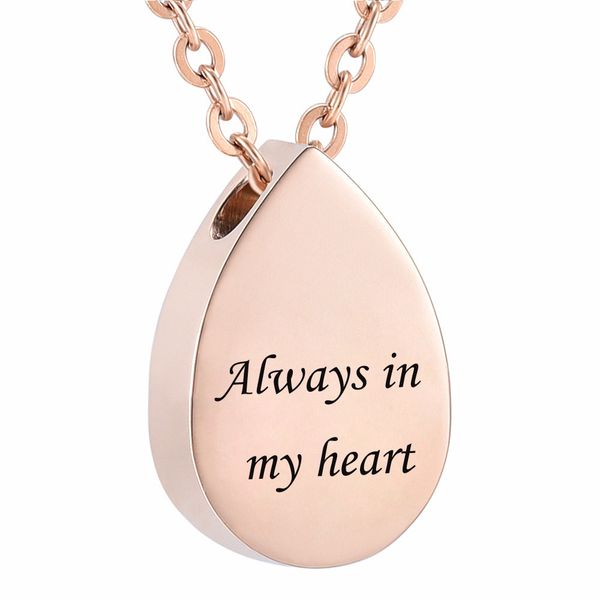 

stainless steel water droplets urn necklace cremation urn pendant heart memorial keepsake jewelry with filler kit, Silver