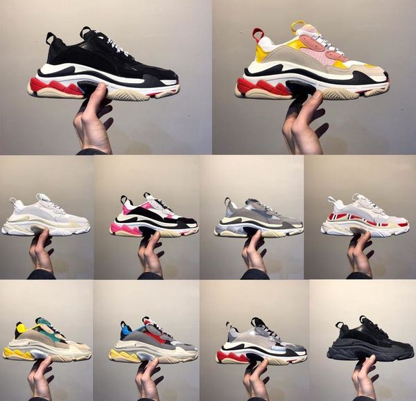 

mens fashion 17fw triple s crystal bottom dad casual shoes for womens black sports triple s clear sole designer shoes size 36-45 b6