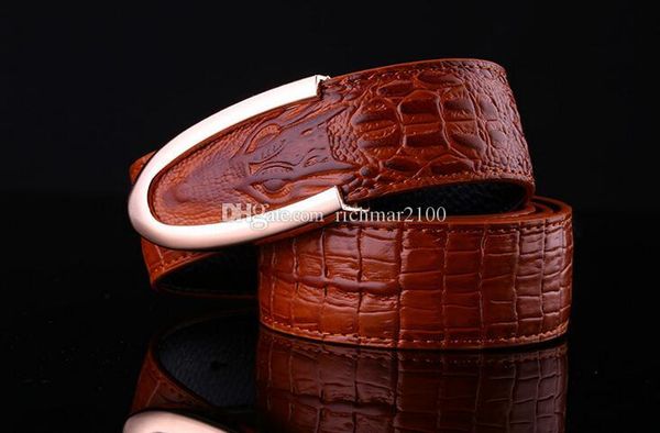 

2018 designer belts fashion brand mens bussiness genuine leather belts smooth buckle cowhide waist belts straps for men, Black;brown