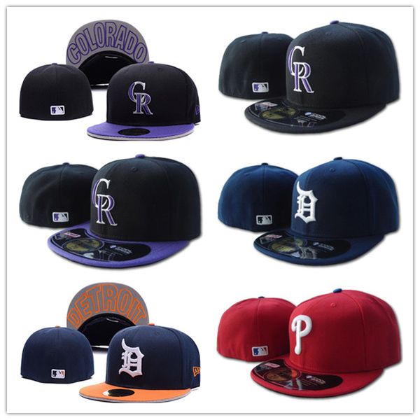 

Шляпы All Team Fitted Скалистые горы, Филлис и Тигры Шляпы бейсбола Вышитый логотип букв