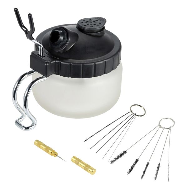 

airbrush cleaning pot clean set glass air brush holder clean paint jar bottle spray gun wash tools needle nozzle brush set