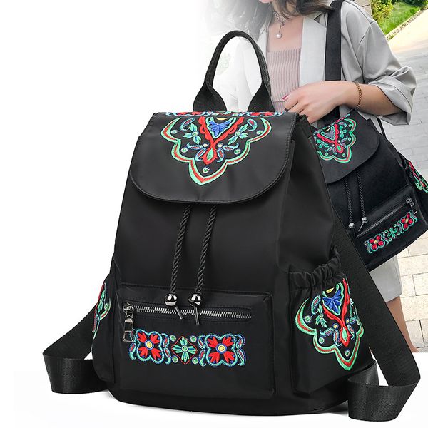

women's bag new embroidered double shoulder bag large capacity national wind outdoor